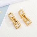 Chunky Metal Chain Drop Earrings in Two Geometric Styles view 4