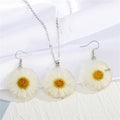 White Preserved Daisy Resin Necklace and Earring Options view 5