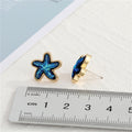 Gold Tone Starfish Druzy Stud Earrings in Three Colors view 2