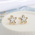 Gold Tone Starfish Druzy Stud Earrings in Three Colors view 4