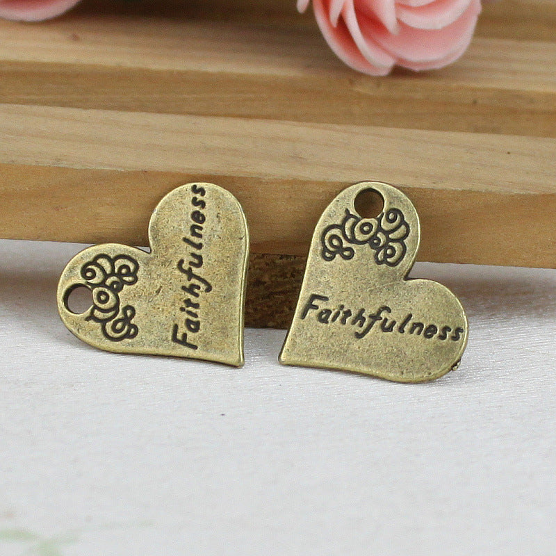 Vintage Heart Letter Alloy Pendant Charm