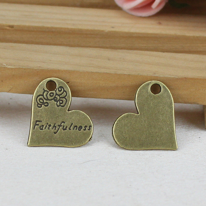 Vintage Heart Letter Alloy Pendant Charm