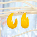 Chunky Acrylic C Hoop Stud Earrings in Yellow White or Beige view 2