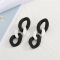 Matte Acrylic Triple Link Drop Stud Earrings in Three Monochrome Designs view 4