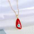 Gold Tone Enamel Evil Eye Pendant Necklaces in Five Drop Shapes view 2