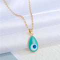 Gold Tone Enamel Evil Eye Pendant Necklaces in Five Drop Shapes view 4