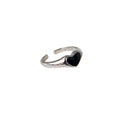 Silver Heart Open Adjustable Rings Hollow and Black Enamel view 5
