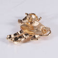 Heart Spot Cow Enamel Brooch With Blue Details in Gold Tone view 3