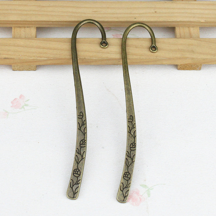 Slim Floral Pattern Metal Bookmark Blanks in Three Vintage Finishes