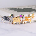 Enamel Cow Brooch Flower Ear Red Heart Three Colors view 3