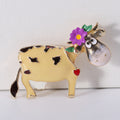 Enamel Cow Brooch Flower Ear Red Heart Three Colors view 8