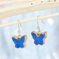 Gold Tone Butterfly Druzy Hook Earrings in Three Colors view 5