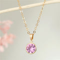 Gold Tone Round Crystal and Pearl Pendant Necklaces in Six Colors view 8