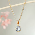 Gold Tone Round Crystal and Pearl Pendant Necklaces in Six Colors view 4