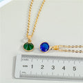 Gold Tone Round Crystal and Pearl Pendant Necklaces in Six Colors view 2