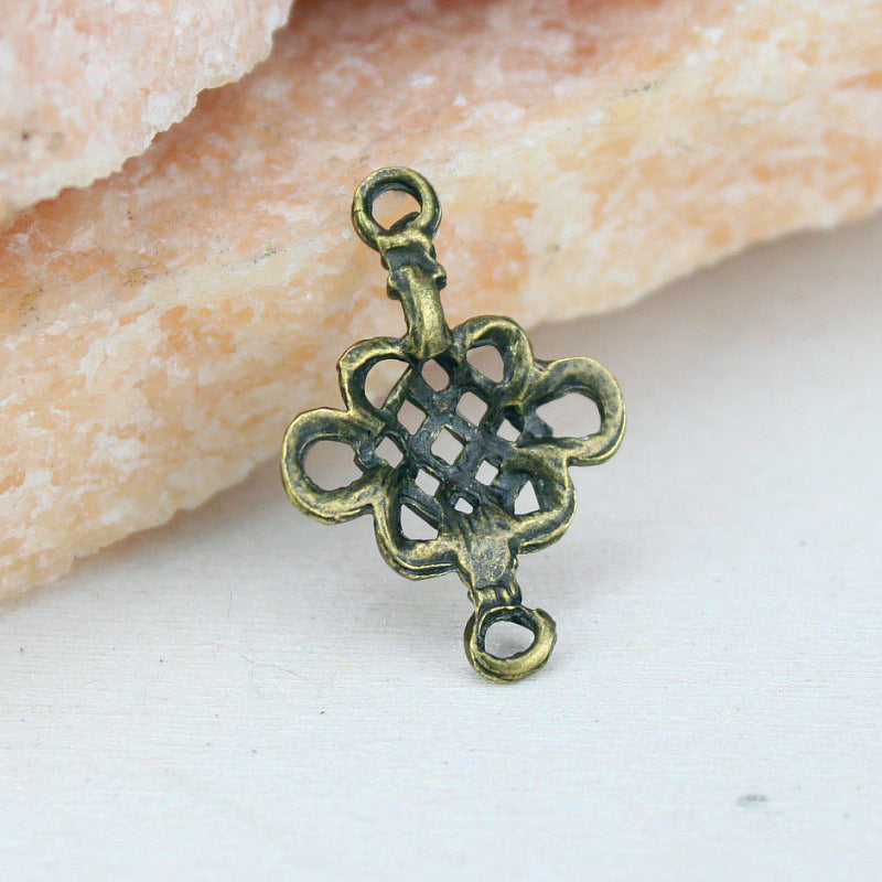 Chinese Knot Double-Hole Filigree Alloy Connector Charm 27x19mm