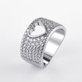 Silver Tone Wide Band Open Heart Pave CZ Ring Sizes 6-12 view 2