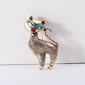Textured Cat Brooch With Green Crystal Eyes in Gold or Silver Tone view 6