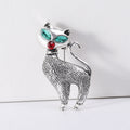 Textured Cat Brooch With Green Crystal Eyes in Gold or Silver Tone view 7