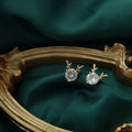 Gold-Tone Clear Round CZ Deer Antler Stud Earrings Pair view 4