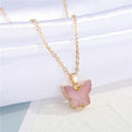 Gold Tone Butterfly Druzy Pendant Necklaces in Three Colors view 4