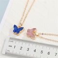 Gold Tone Butterfly Druzy Pendant Necklaces in Three Colors view 2