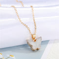 Gold Tone Butterfly Druzy Pendant Necklaces in Three Colors view 3