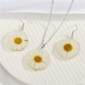 White Preserved Daisy Resin Necklace and Earring Options view 1