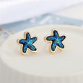 Gold Tone Starfish Druzy Stud Earrings in Three Colors view 3