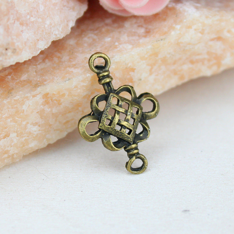 Chinese Knot Double-Hole Filigree Alloy Connector Charm 27x19mm