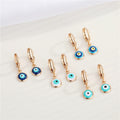 Gold Tone Enamel Evil Eye Huggie Drop Earrings in Four Designs view 1
