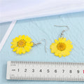 Preserved Daisy Flower Hook Earrings in Three Colors view 2