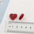 Glossy Resin Heart Stud Earrings Cream White and Red view 2