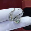 Square Crystal Leverback Drop Earrings in Silver Tone view 4