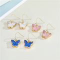 Gold Tone Butterfly Druzy Hook Earrings in Three Colors view 1