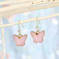 Gold Tone Butterfly Druzy Hook Earrings in Three Colors view 3