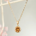 Gold Tone Round Crystal and Pearl Pendant Necklaces in Six Colors view 3