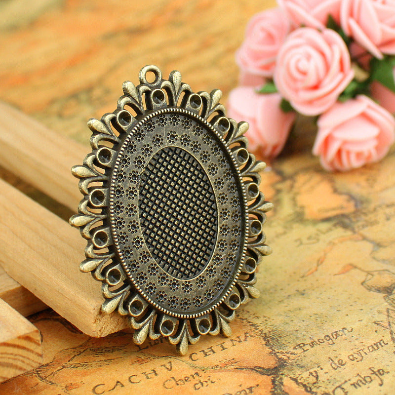 30x40mm Oval Patterned Cabochon Tray Bezel Setting