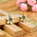 Smiling Flower Metal Charm in 3 Finishes for Jewelry Crafts view 3