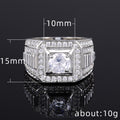 Round Solitaire Geometric Baguette Signet Ring In Silver Tone view 5