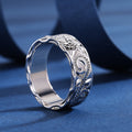 Wide Engraved Scroll Band Ring In Polished Silver Tone view 3