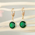 Gold Tone Round Faceted Crystal Huggie Drop Earrings in Four Colors view 3
