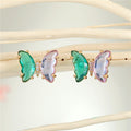 Gold Tone Two Color Faceted Butterfly Crystal Stud Earrings view 1