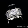 Silver Tone Mens Square Clear Stone Wide Band Ring view 5