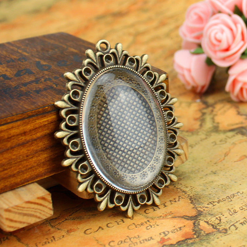 30x40mm Oval Patterned Cabochon Tray Bezel Setting