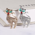 Textured Cat Brooch With Green Crystal Eyes in Gold or Silver Tone view 4
