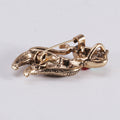 Textured Cat Brooch With Green Crystal Eyes in Gold or Silver Tone view 3