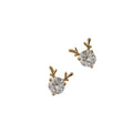 Gold-Tone Clear Round CZ Deer Antler Stud Earrings Pair view 5