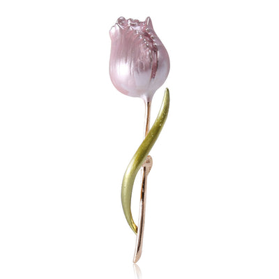 Slender tulip bud shown from the front