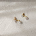 Matte Gold Arc Double Pearl Stud Earrings Two-Way Pair view 4